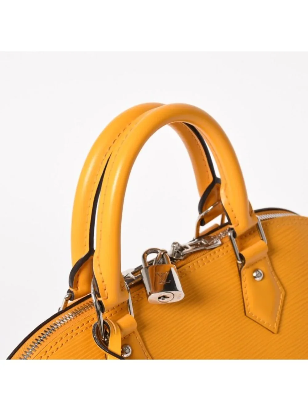 Louis Vuitton Alma Handbag Epi Leather Yellow Silver